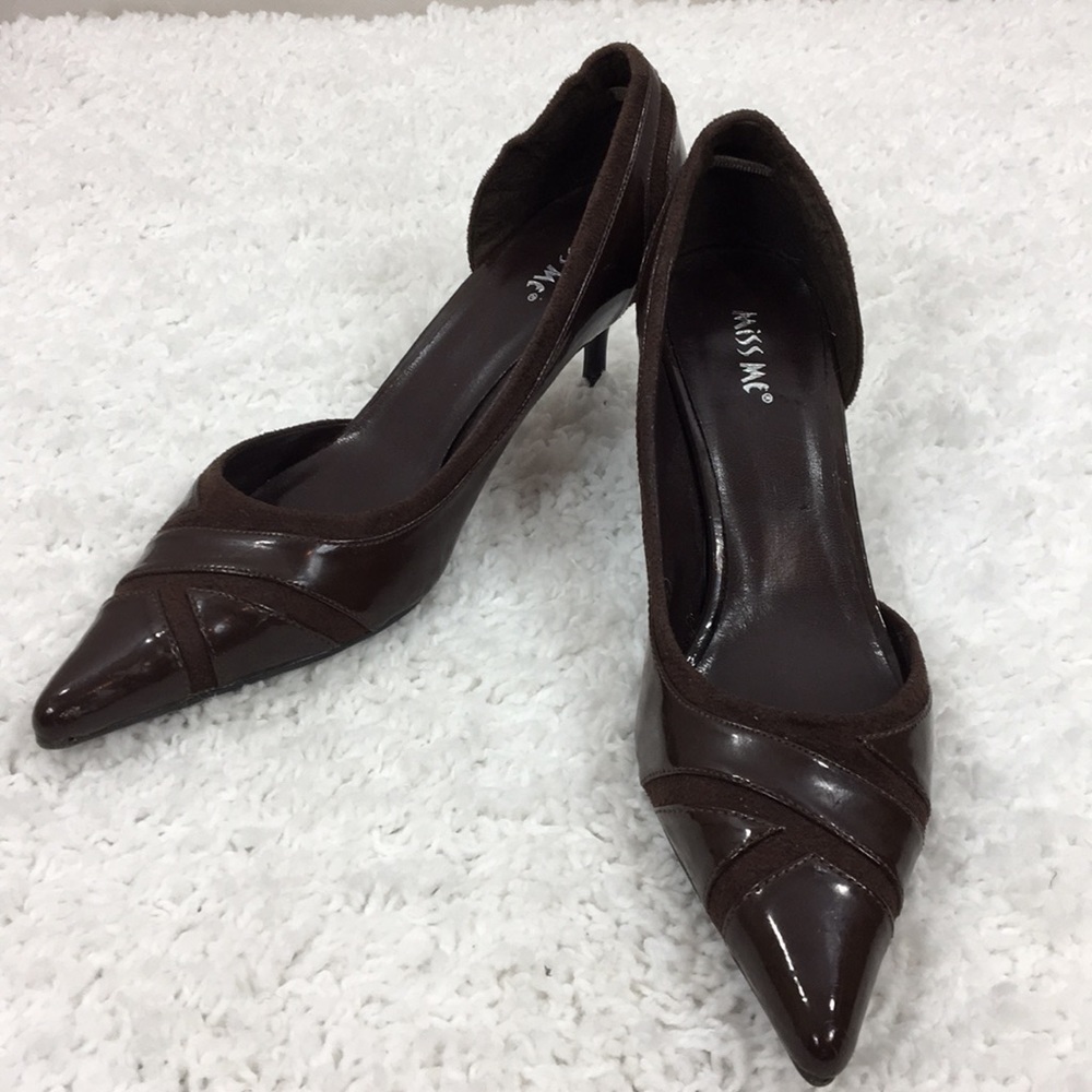 Miss Me Brown Cut Out Heels Sz 6 W Pointy Toe